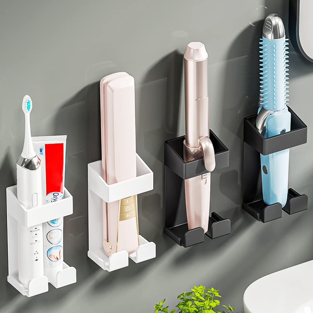 Soporte para secador de pelo de acero inoxidable para montaje en pared, soporte para rizador, cesta organizadora de almacenamiento de herramientas de peinado para sostener secador de pelo,
