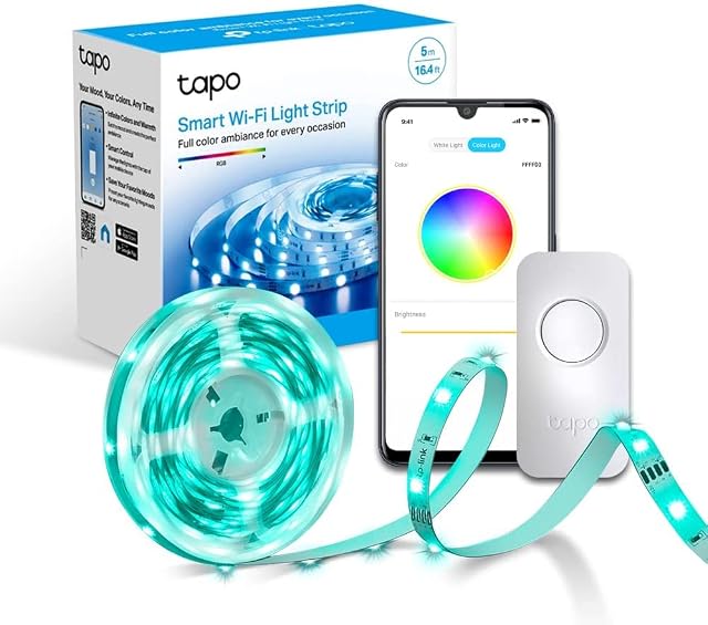 TP-Link Tapo Smart LED Light Strip, 5m, WiFi App Control RGB Multicolour LED Strip, Works with Alexa(Echo and Echo Dot)&Google Home, Suitable for TV Kitchen DIY Decoration(Tapo L900-5)