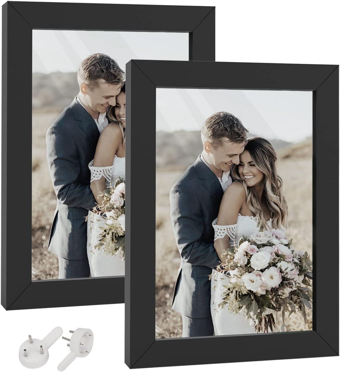 HappyHapi 4x6 Picture Frame,2 Pack Black Picture Frames, Tabletop or Wall Display Decoration Photo Frames for Photos, Paintings, Landscapes, Posters, Artwork