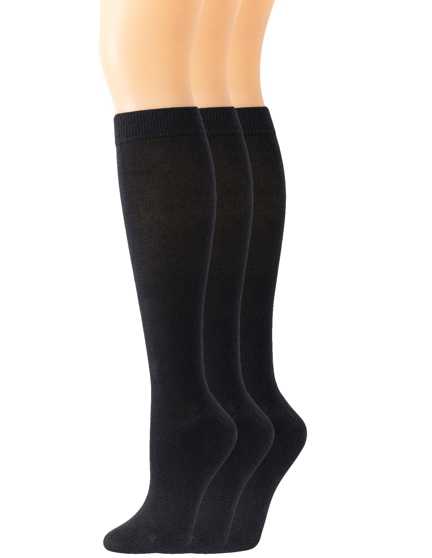 YomandamorOver the Calf Cotton Compression Socks for Women Seamless Diabetic Sock Size 9-11,3 Pairs