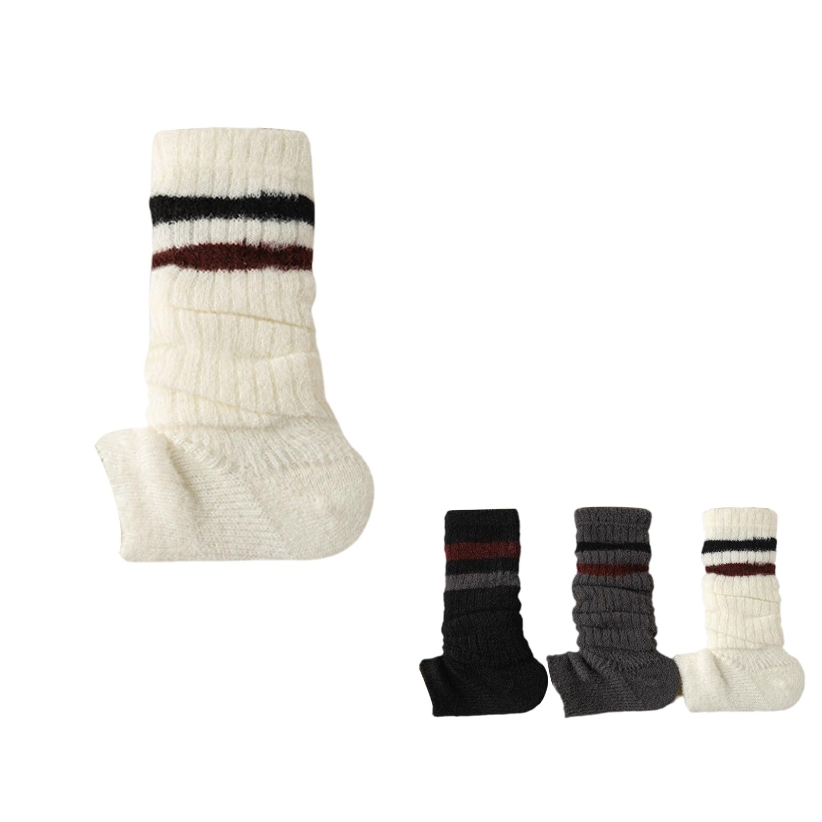 Jambières tricotées haut de gamme blanches chaussettes de bottes preppy pour femme