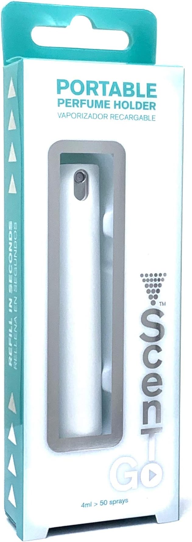 Scentogo Refillable Travel Perfume Atomizer - Portable Spray Bottle for Women and Men's Cologne - 4 ml - White