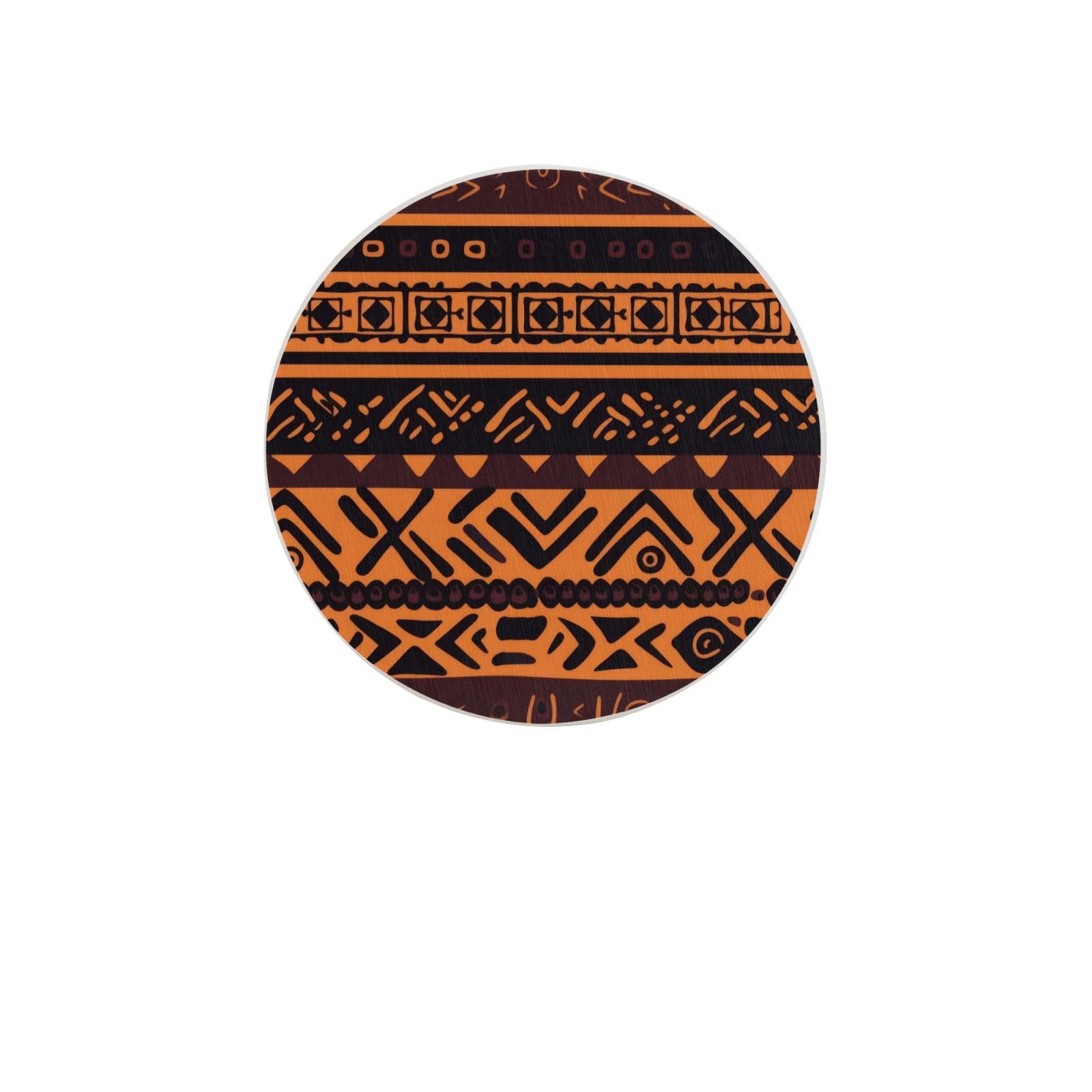 African Mud Cloth Tribal Absorbent Drink Coasters Diatomaceous Round Coaster 4 Inch Reusable Cup Coasters Set 4pc