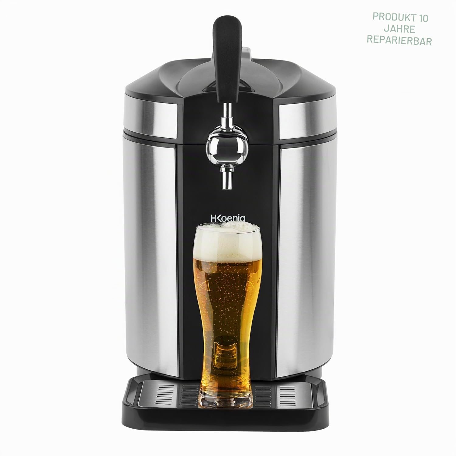 H.Koenig Bierzapfanlage BW1880 65W integrierte Kühlung Temperatur einstellbar 2-12°C kompatibel mit 5L Universal-Edelstahl-Druckfässern