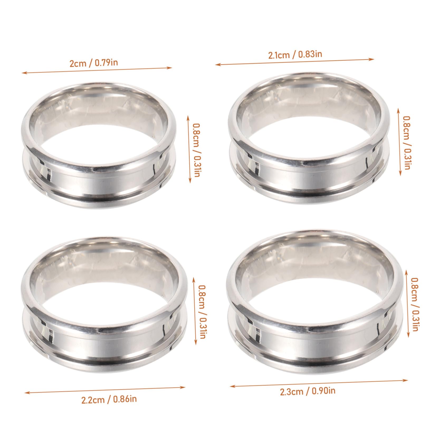 VILLCASE 40 Stk Geriffelter Ring Geriffelter Fingerring Edelstahl Ringmacher Fingerring Aus Stahl Kreisring Ringkernrohlinge Inlay Breitband-fingerringe Hypotenuse Dorn Rostfreier Stahl