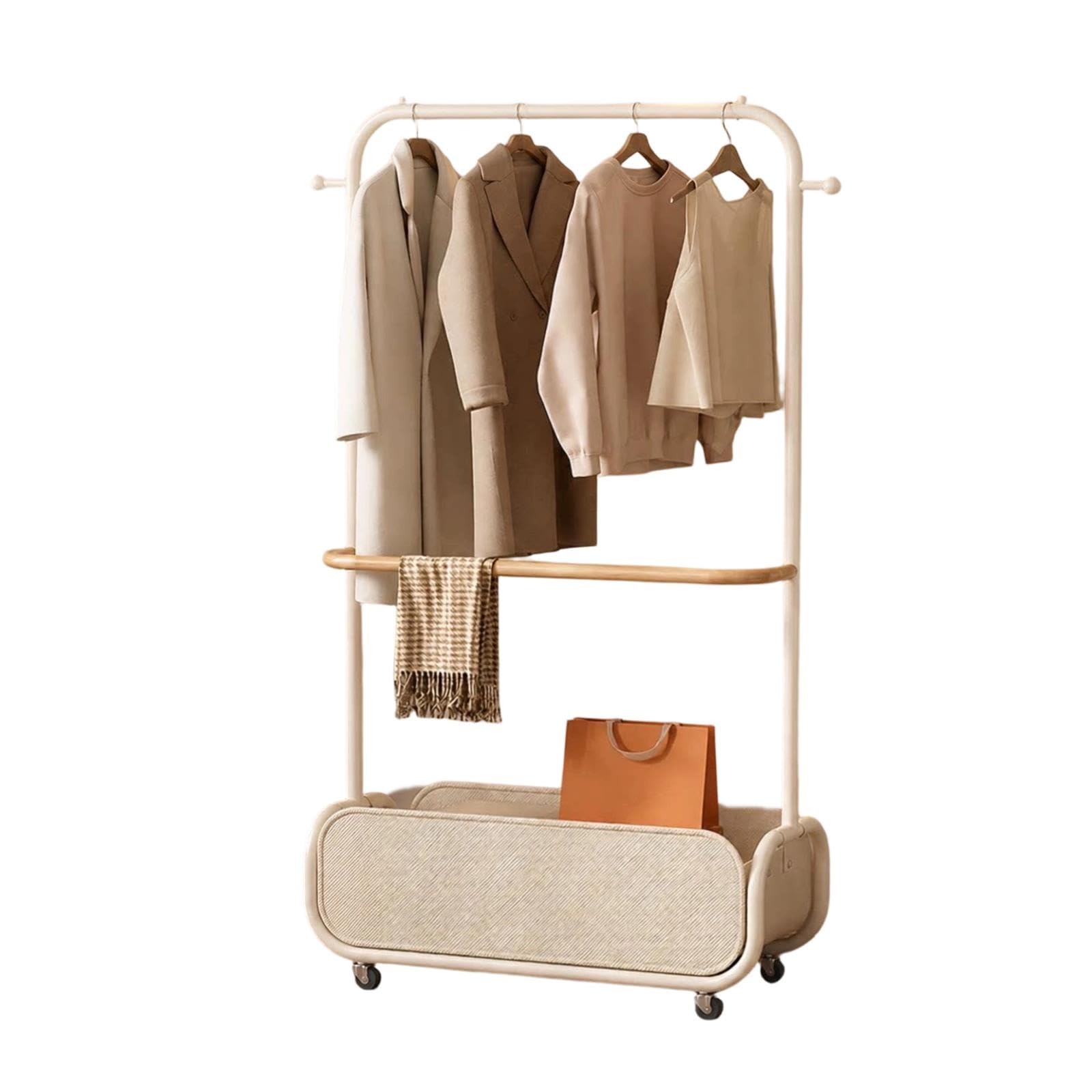 Perchero rodante, organizador de ropa de madera moderno for dormitorio