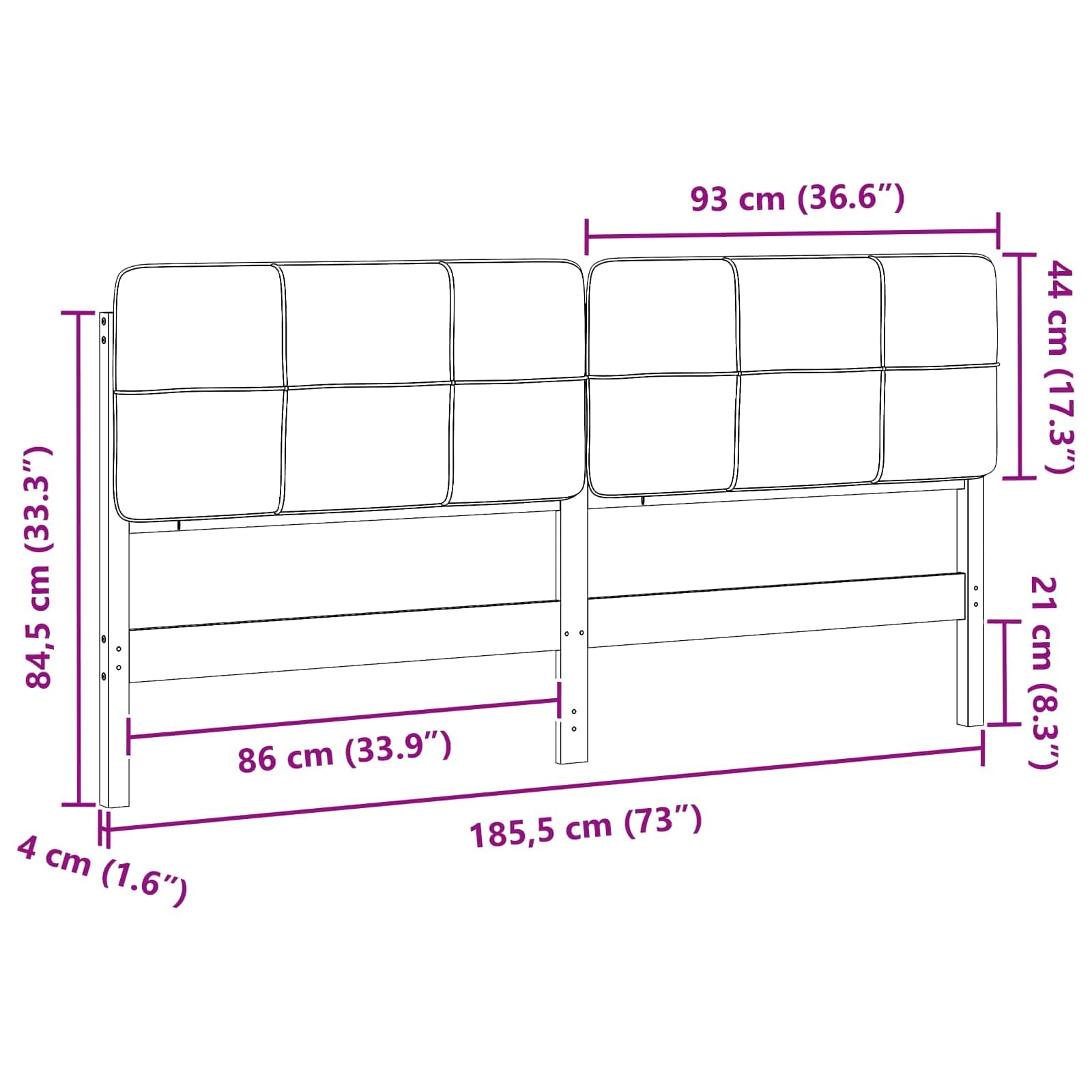 vidaXL Tête de lit capitonnée Marron et Noir 180 cm Pin Massif, Têtière élégante, rectangulaire, Design Moderne rembourré, Accessoire Robuste, améliore Votre Espace Sommeil