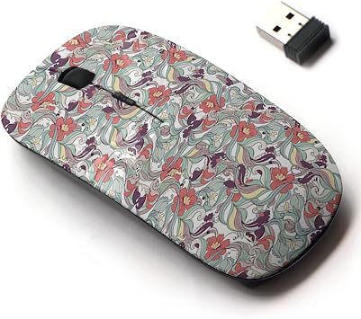 2.4G Wireless Mouse with Cute Pattern Design for All Laptops and Desktops with Nano Receiver - Lily Daisy Jasmine Camellia Sunflower
