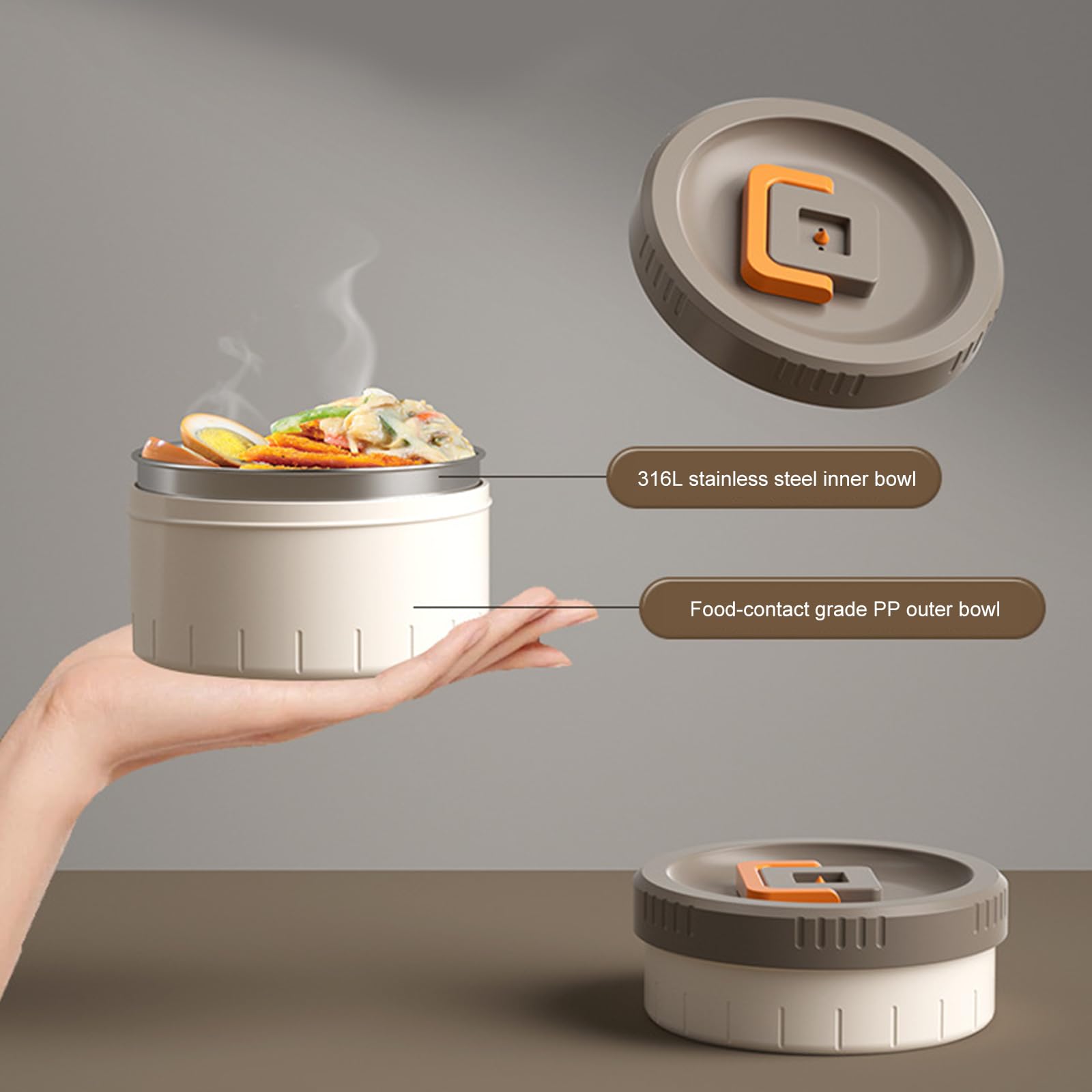 Vacuums - Barattolo per alimenti in acciaio inox isolato, contenitore Bentos a prova di perdite, con scomparto impilabile, per studenti, scatola Bentos in acciaio inox con contenitore