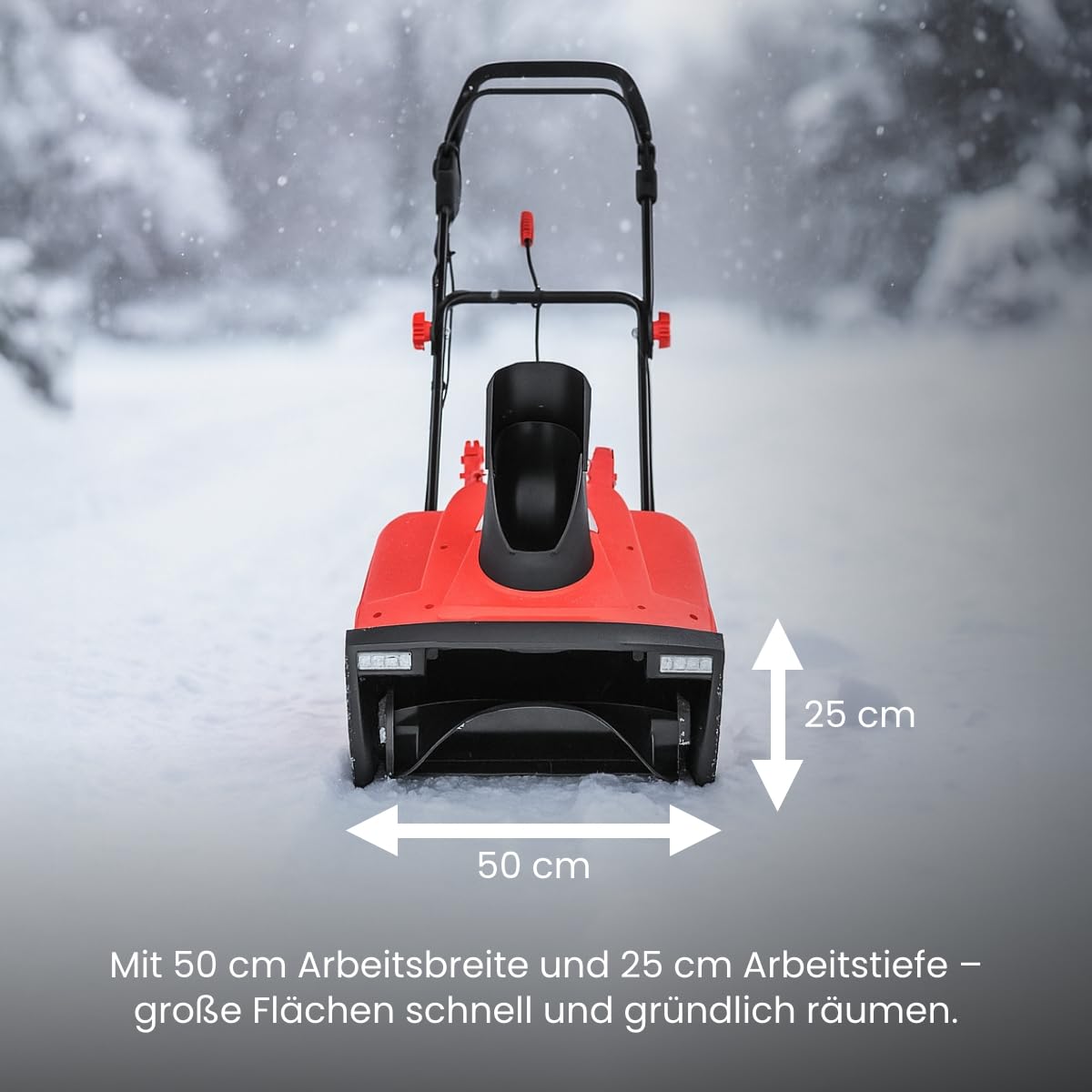 WALTER Elektro Schneefräse 2300 W – 50 cm Arbeitsbreite, 25 cm Räumhöhe, LED-Scheinwerfer, 9 m Wurfweite, 190° Auswurf – leise & kraftvoll für Einfahrt & Gehweg