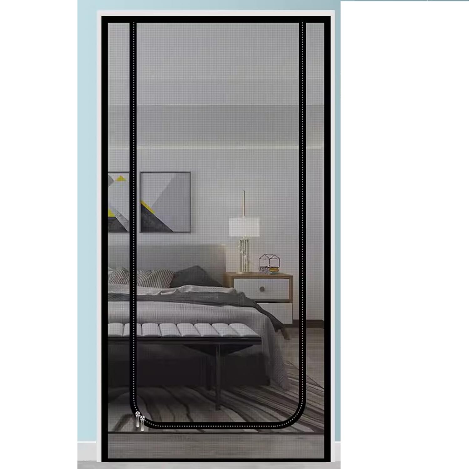 Insektenschutzgitter für Schlafzimmer & Balkon – Fliegengitter für Katzen und Haustiere, einfache Installation, Schwarz (80 x 210 cm)