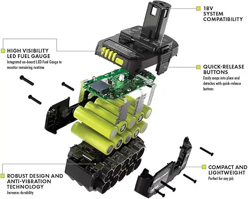 Miniatura 6 de Paquete de sierra recíproca inalámbrica kit de sierra recíproca Ryobi de 18 V con (1) batería de 4.0 Ah y (1) batería de 2.0 Ah, cargador de iones