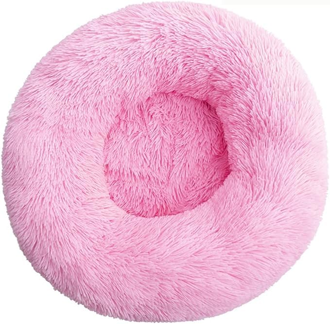 Cama para Mascotas, para Gatos o Perros pequeños, de Felpa Suave, Redonda 60 cm (Rosa)