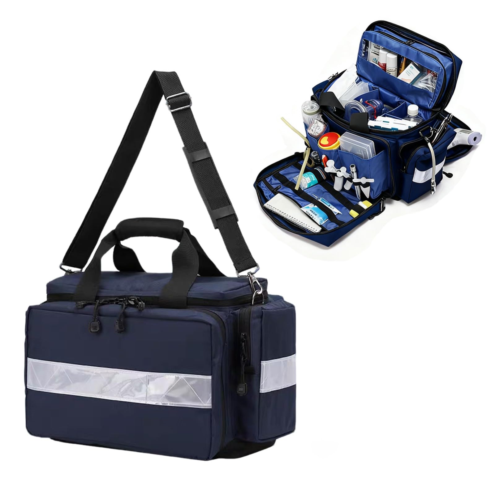 Cubstone Erste Hilfe Tasche Leer,Groß Notfalltasche für Krankenschwester,Häusliche Pflege Medikamenten Tasche,Arzttasche Hausapotheke für Medizinflasche,Vitamine,Medizinisches Zubehör(Navy Blue)