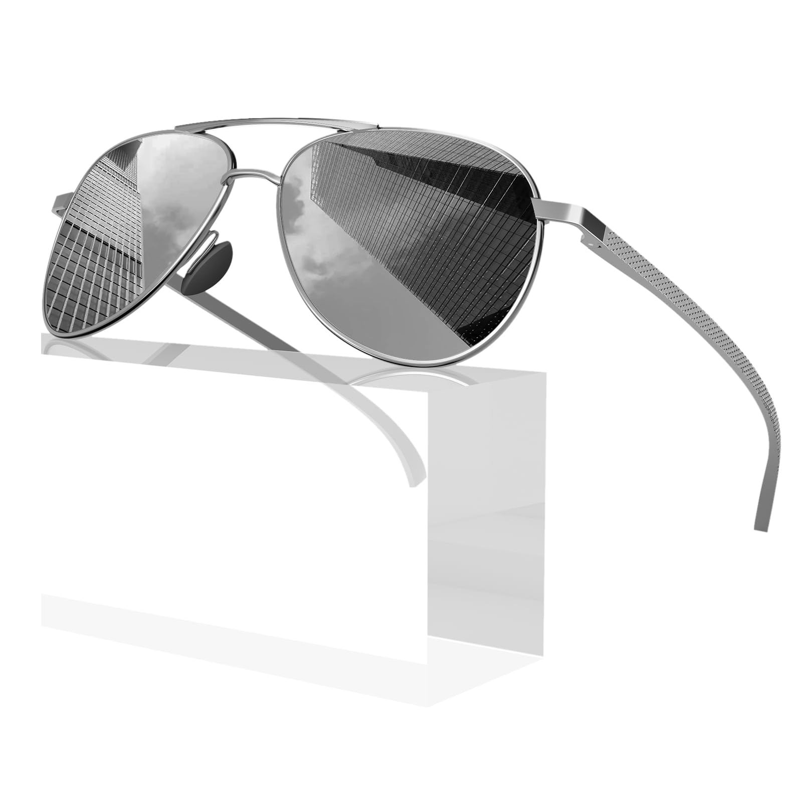 Sunier Sonnenbrille Herren Polarisiert Ultraleichte Al-Mg Metallrahmen Vintage Fliegerbrille Outdoor UV400 Fahrerbrille
