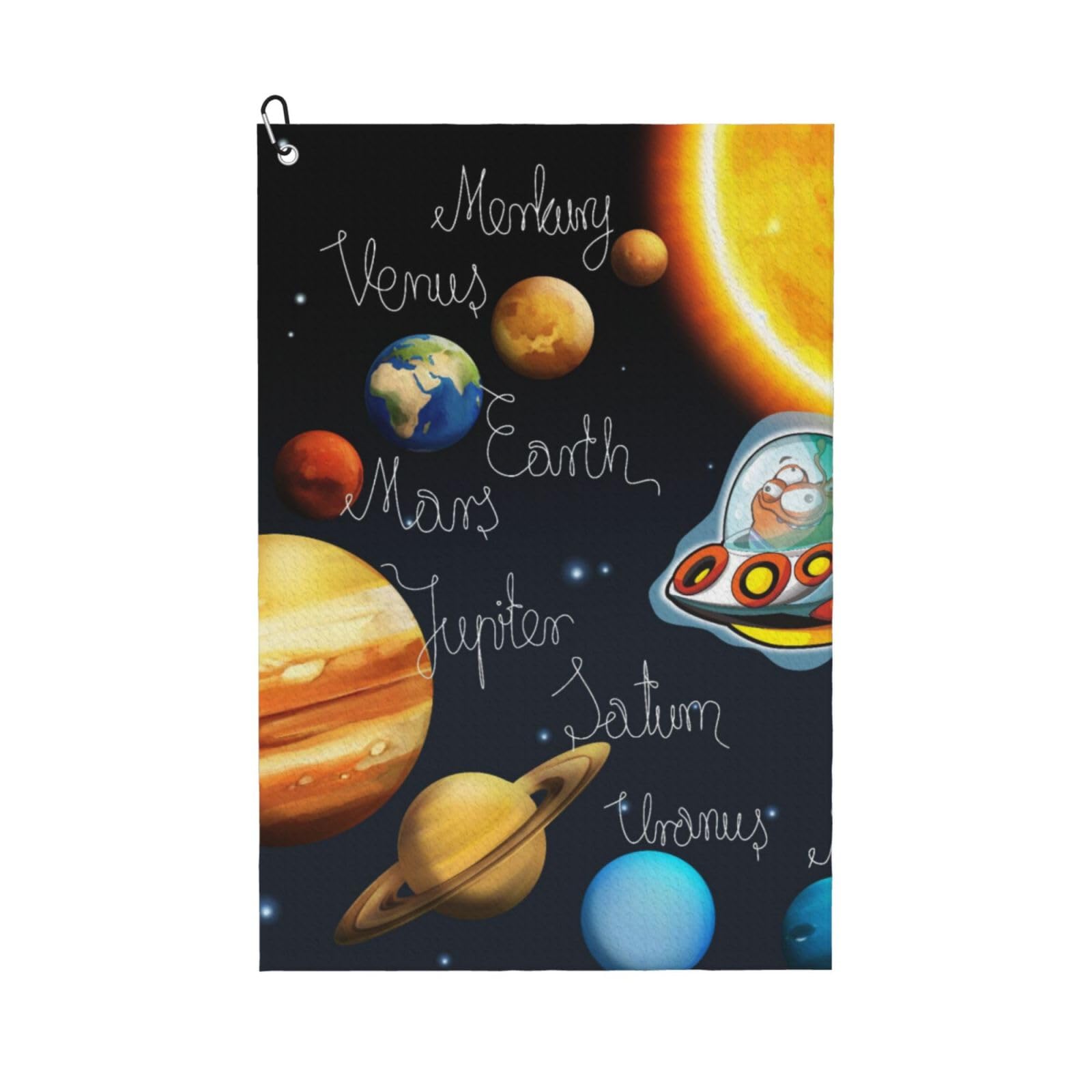 Oudrspo Space Battle Golf Towel, Waffle Weave Sports Towel with Clip for Golf Course Daily Use