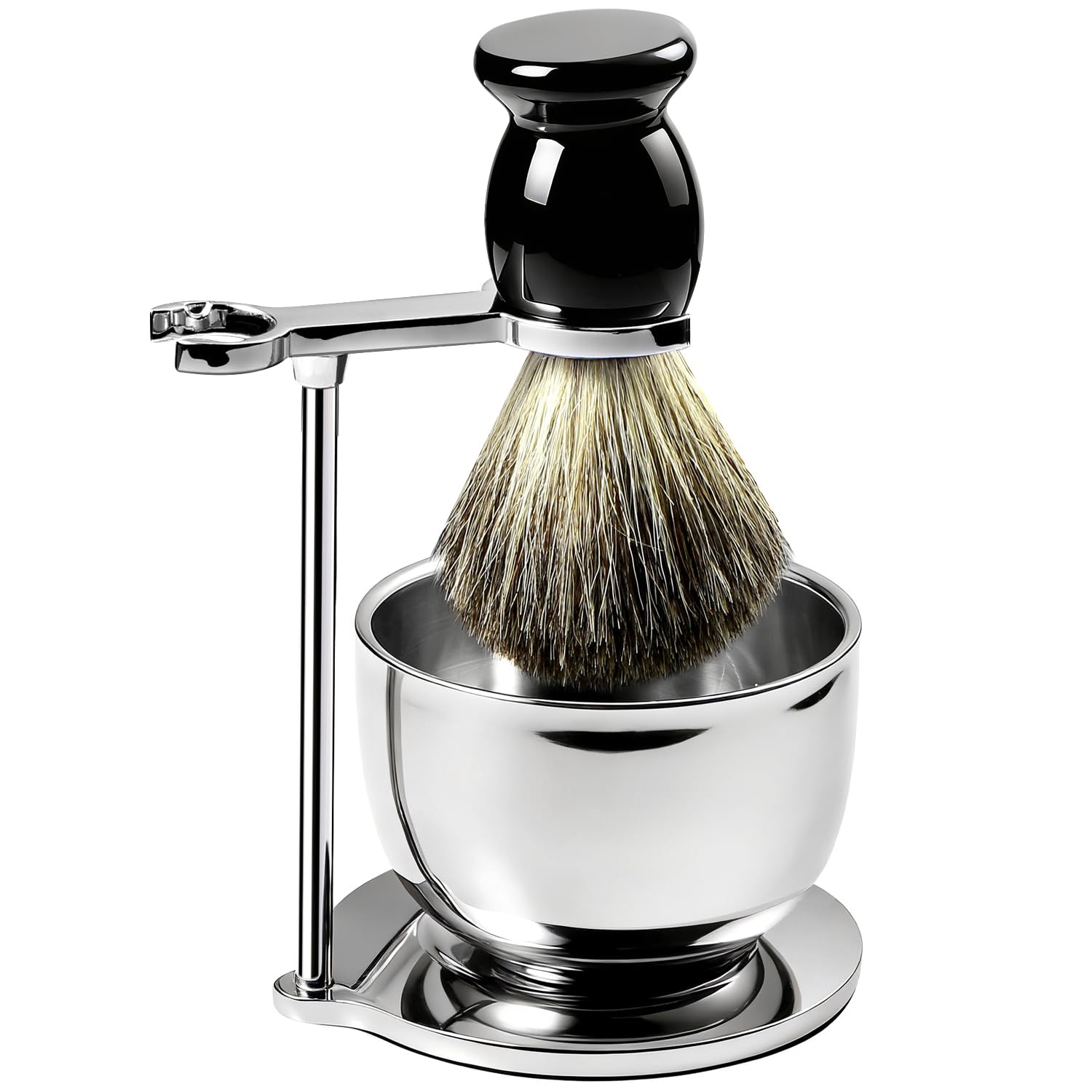 GRUTTI Shaving Brush Kit For Men, 3 In 1 Shaving Brush Set Includes Shaving Brush, Shaving Bowl, Shaving Stand