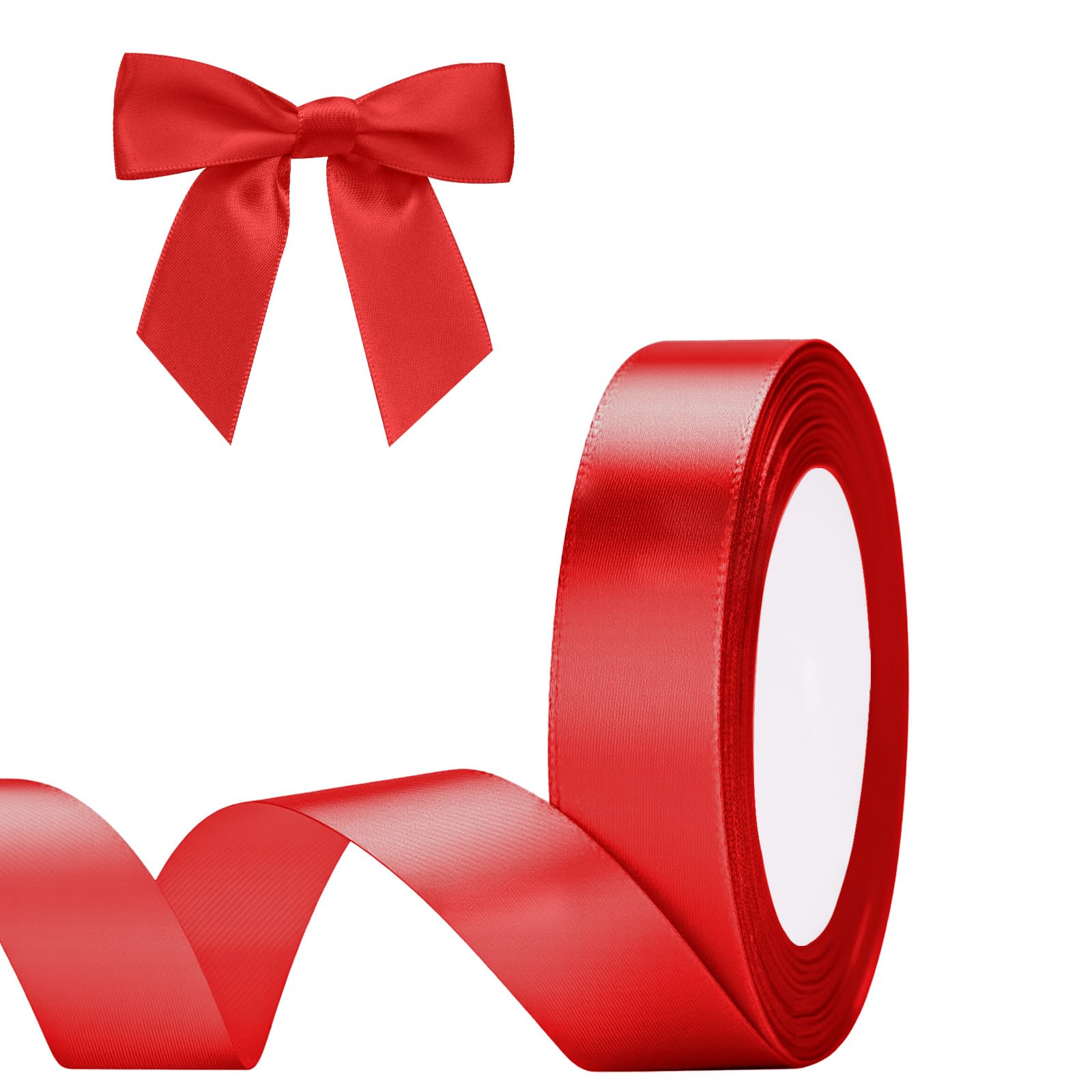 G2PLUS Rot Satinband 20mm, Dekoration Geschenkband, 22m Schleifenband zum Bastel, Rot Satin Dekoband für Geschenkverpackung, Dekoration