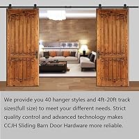 Vista 72 de CCJH - Kit de herrajes para puerta corrediza de granero de 10pies, resistente, suave y silencioso, fácil de instalar, p/paneles de puerta indiv.