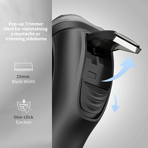 Miniatura 6 de Maquinilla de afeitar eléctrica para hombres con recortadora desplegable, afeitadora eléctrica impermeable IPX7 para hombre, afeitadoras