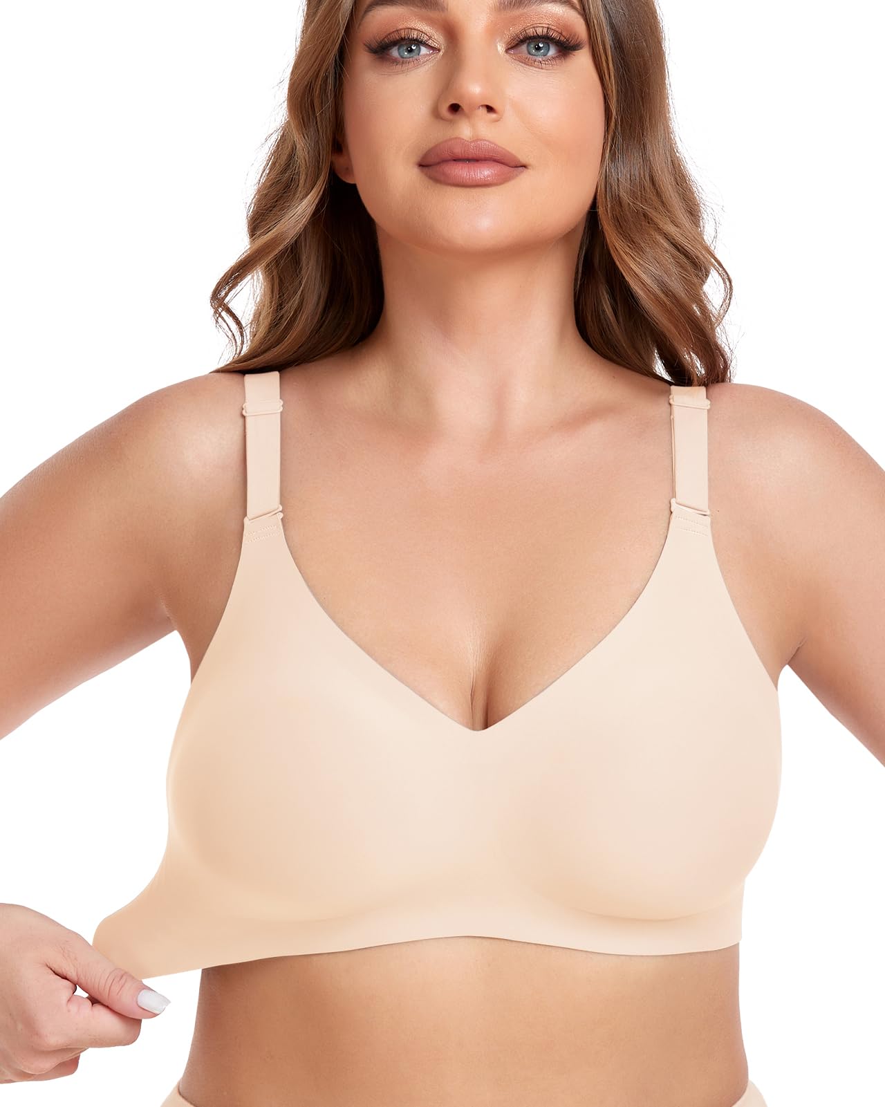 Deep V Petal Bras for Women No Underwire Soft Wireless Bras Comfort Seamless Bralettes with Extender