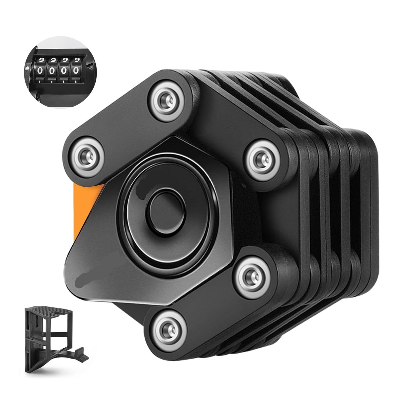 Lucchetto Monopattino Elettrico Pieghevole Lucchetto Bici Combinazione Antifurto Alta Sicurezza Catena per Bicicletta Elettrica Moto Serratura a 4 Cifre con Supporto