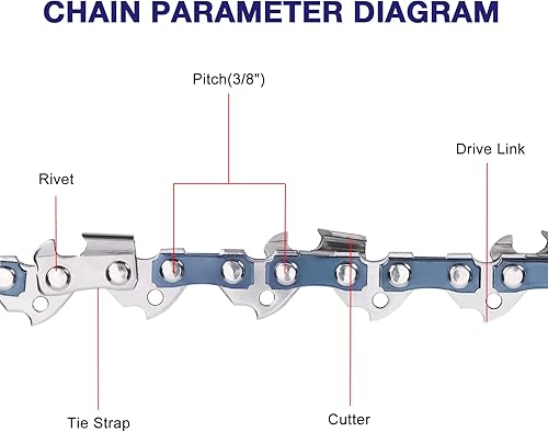 Miniatura 3 de Paquete de 4 cadenas de motosierra de 16 pulgadas, paso LP de 38 pulgadas, calibre 043 pulgadas, 56 eslabones para Milwaukee, EGO, DeWalt,
