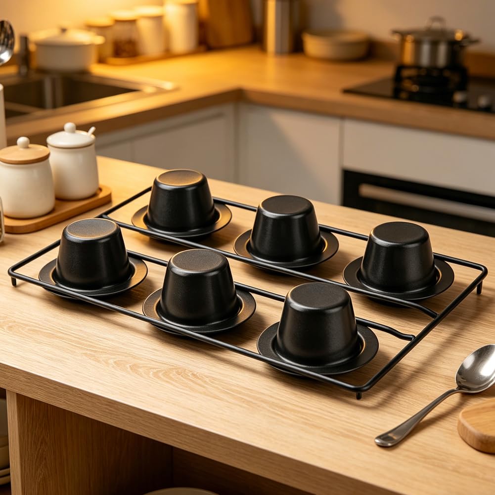 6 Tazas De Bandeja Para Hornear Muffins De Acero Cardón, Revestimiento Antiadherente Y No Tóxico Molde Para Muffins Para Hornear En Casa