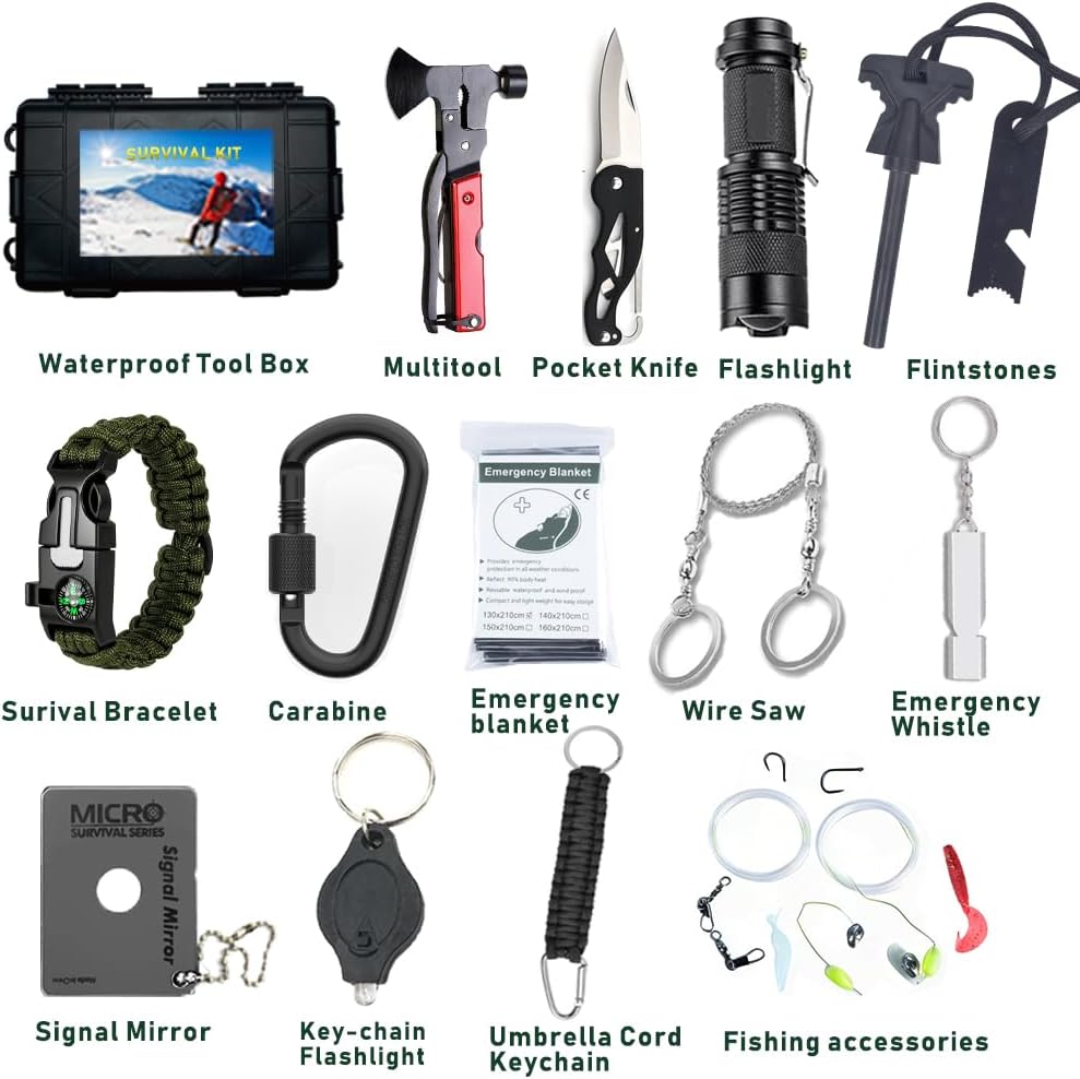 Herramientas del kit de supervivencia 30 en 1 desplegadas