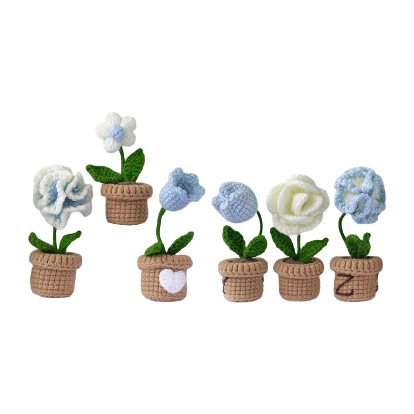 KBOLAE Crochet Kit Accessories Handmade Crocheted Planter for Kids Teens Beginners Blue, 11cm
