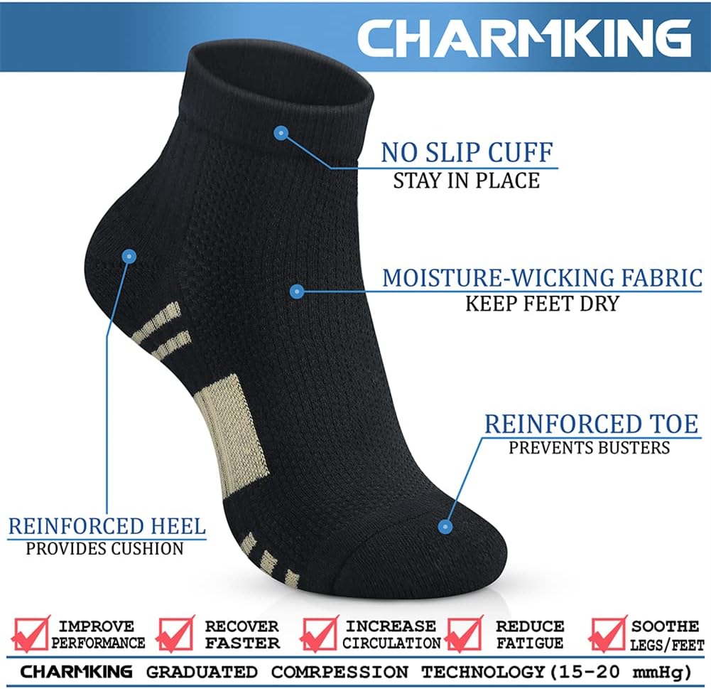 CHARMKING Compression Socks for Women & Men Circulation 15-20 mmHg is Best for Athletic Running Cycling Nurse Daily Wear - Image 3