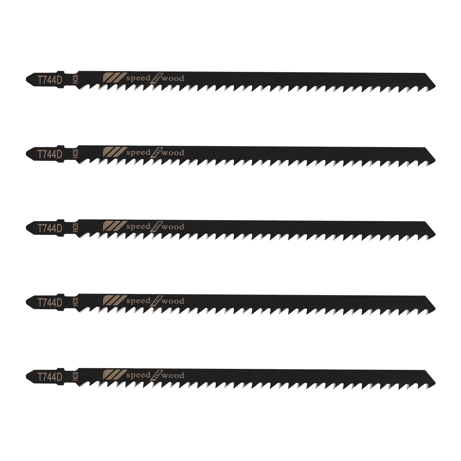 5PCS T Shank Jigsaw Blades Jig Saw Blades for Wood T744D 7Inch Long Jigsaw Blade High Carbon Steel Jig Saw Blade Replacement Jigsaw-Blades for Quick Cutting Wood, Hardwood, Plastic, Metal, Black