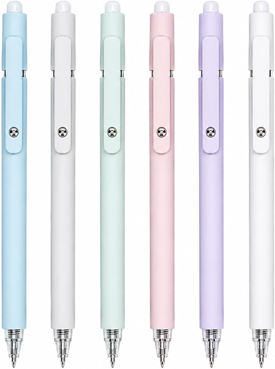 Cute Gel Pens 6 Pack, 0.5mm, Black Ink Pens, Fine Point Quick Dry