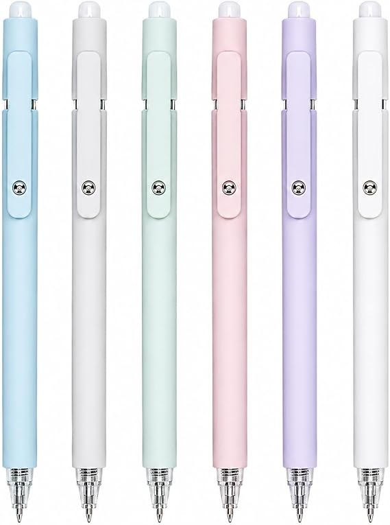 Cute Gel Pens 6 Pack, 0.5mm, Black Ink Pens, Fine Point Quick Dry | Smooth Writing for Journaling, Note Taking, Office, Morandi Pens Gifts for Women Men, Back to School, Classroom Must Have