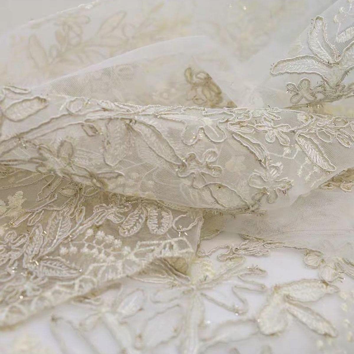 Français Romantique De Luxe Chambre Fenêtre Tulle Rideaux Rideaux pour Salon Exquis Broderie Sheer Rideaux De Mariage Drapés-1 Panneau De Tulle, 1 PCS W200 X H240cm,Multifonction