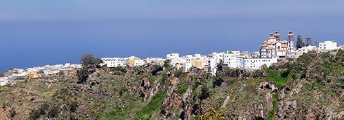 Posterazzi Town at Coast El Pilar Church Moya Gran Canaria Las Palmas Canary Islands Spain - Póster (27 x 9), diseño de paisaje de la ciudad de El