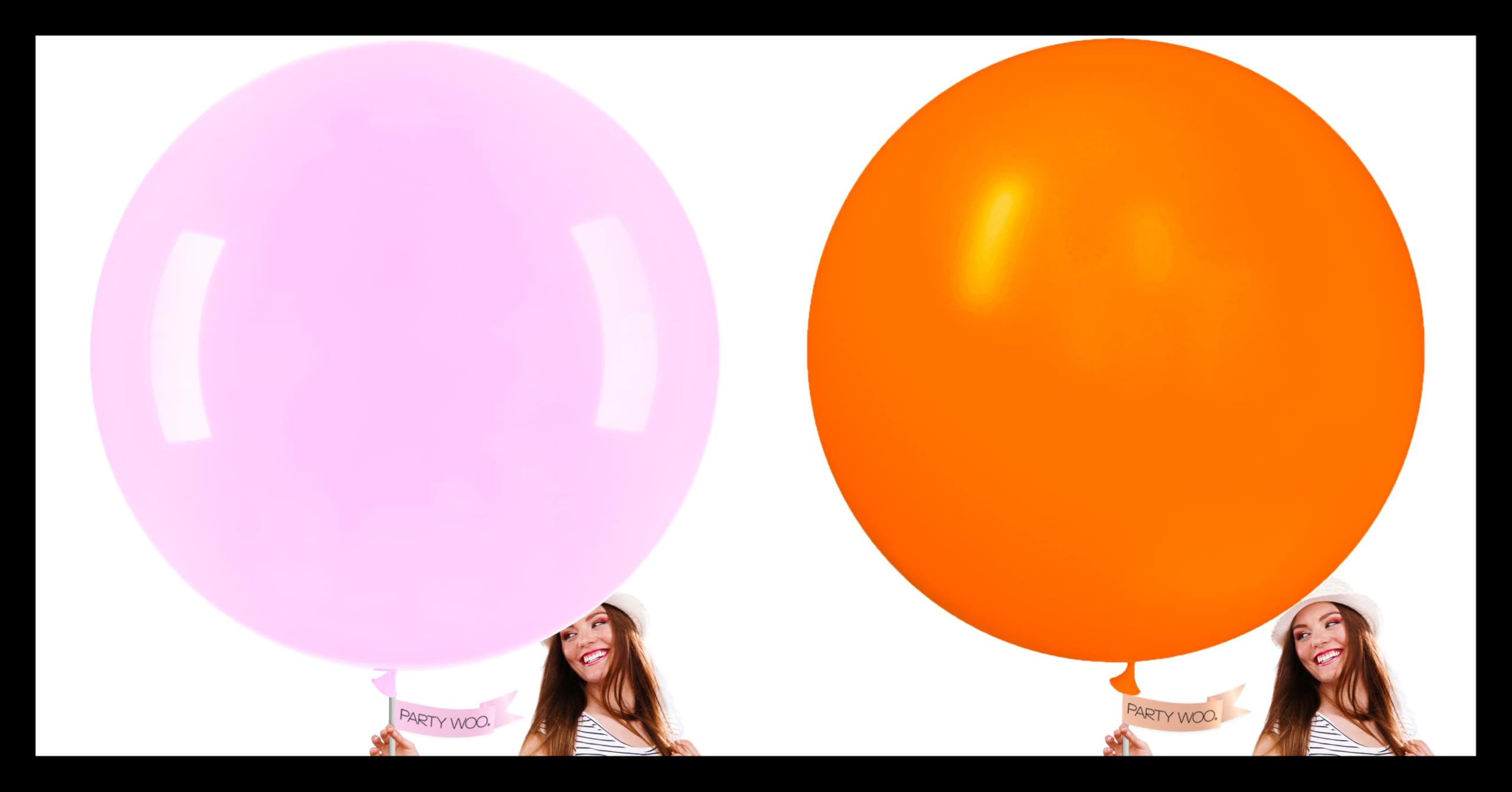PartyWoo Purplish Pink Large Balloons 4 pcs and PartyWoo Orange Large Balloons 4 pcs