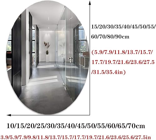 Miniatura 7 de Y&J Espejo de pared ovalado para sala de estar, espejo sin marco, simplicidad moderna, para baño, dormitorio, pasillo, maquillaje, colgar horizontal
