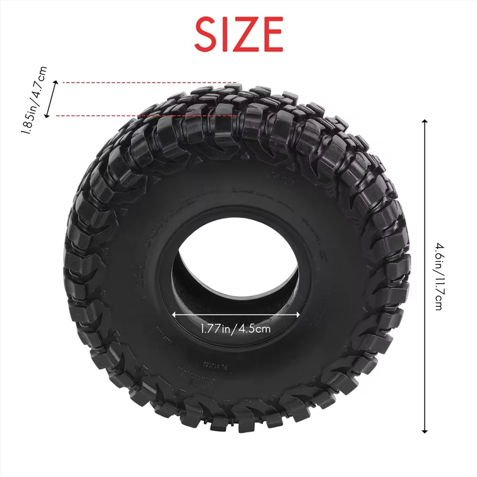Neumático RC Compatible con TRX4 D90 para Axial SCX10 II III para Redcat 4 Piezas 117 Mm 1,9 Neumático De Goma Rueda Neumático 1/10 RC Crawler Car