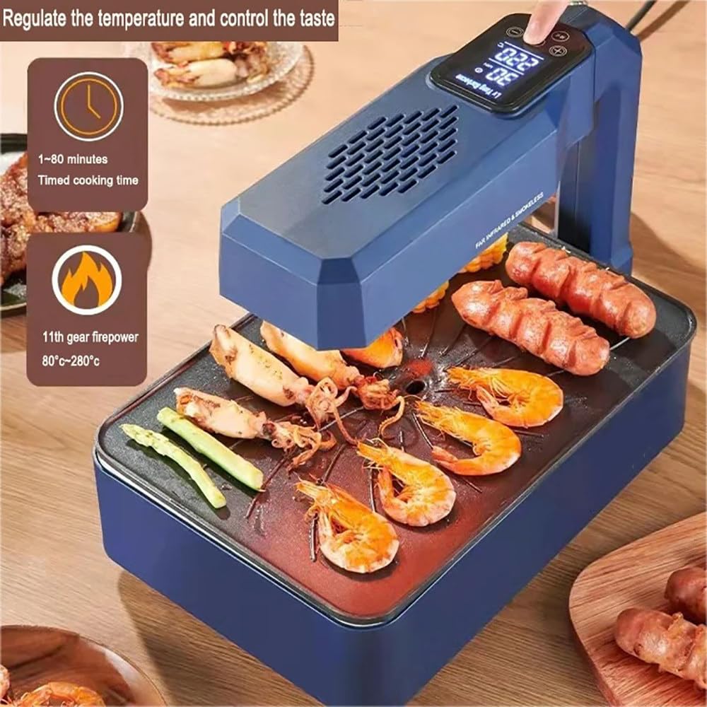Plancha Grill Electrica,Doble Calentamiento,Función De Temporizador
