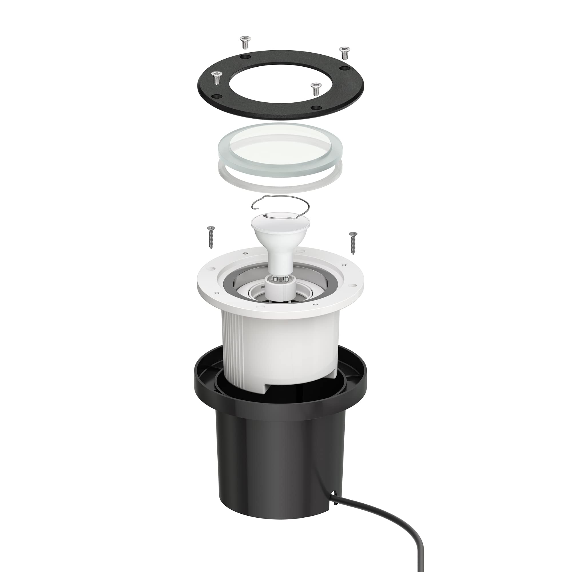ledscom.de Wpuszczana lampa podłogowa BOFU do użytku zewnętrznego, IP67, odchylana, czarna, okrągła, 150mm Ø, w zestawie Smart Home RGBW GU10 LED 473lm