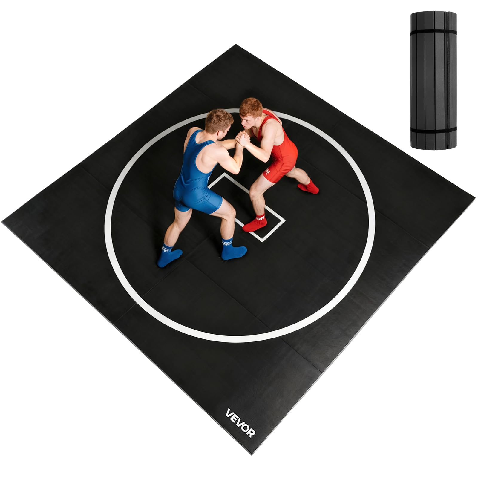 VEVOR Wrestling-Matte aus Schaumstoff, 3 m/1,5 m, für Heim-Fitnessstudio, Workout, wasserdicht, PVC, Roll-Up-Trainingsmatten mit Kreisen, für Gymnastik, Tatami, Jiu Jitsu, BJJ, MMA, Judo