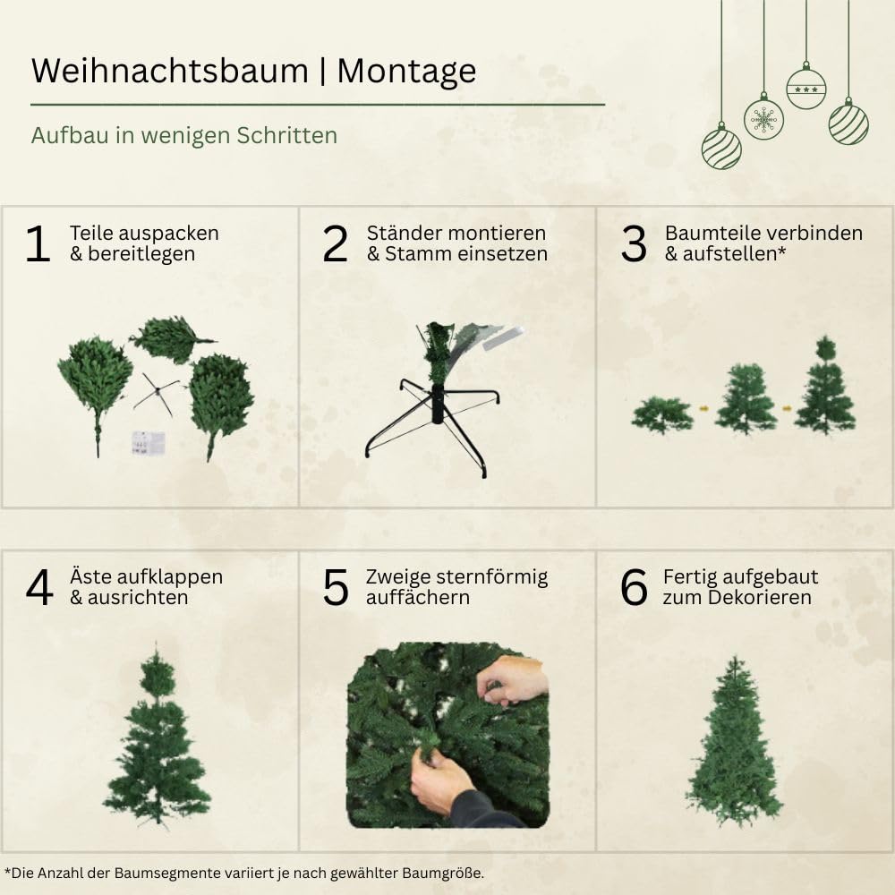 RS Trade Künstlicher Weihnachtsbaum 1015 Weiß 240 cm mit Metallständer, weißer Tannenbaum, künstlicher Christbaum, Kunstbaum Weihnachten, einfacher Aufbau, schwer entflammbar, für Allergiker geeignet