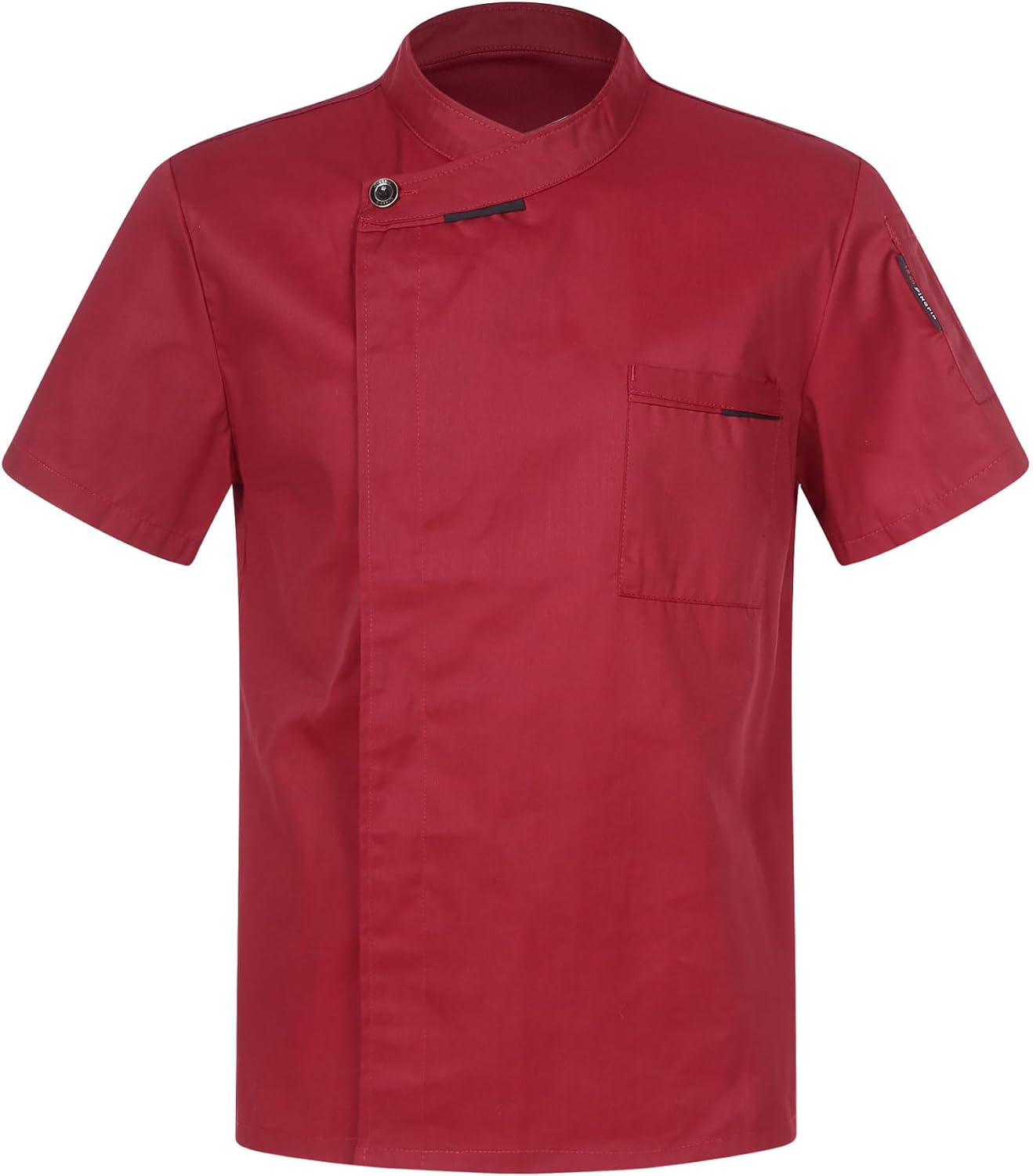 Vxuxlje Men's Classic Chef Coat Cross-Over Collar Short/Long Sleeve Button Chef Work Uniform
