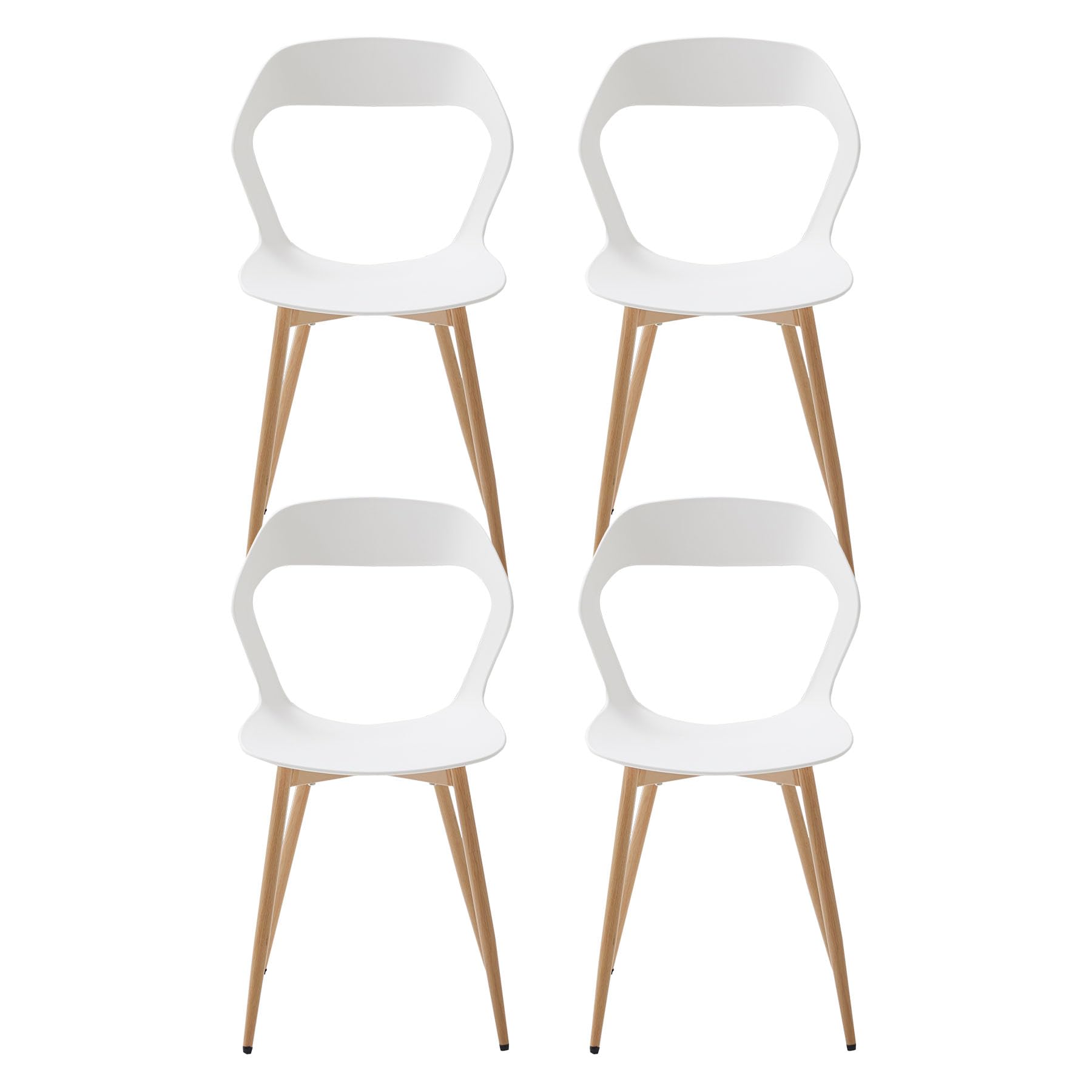 Set di 4 Sedie da Pranzo Moderne Sedie da Cucina con Gambe in Metallo (Rovere), Sedie da Ufficio in Stile Scandinavo, Design con Schienale Cavo, Bianco+Rovere
