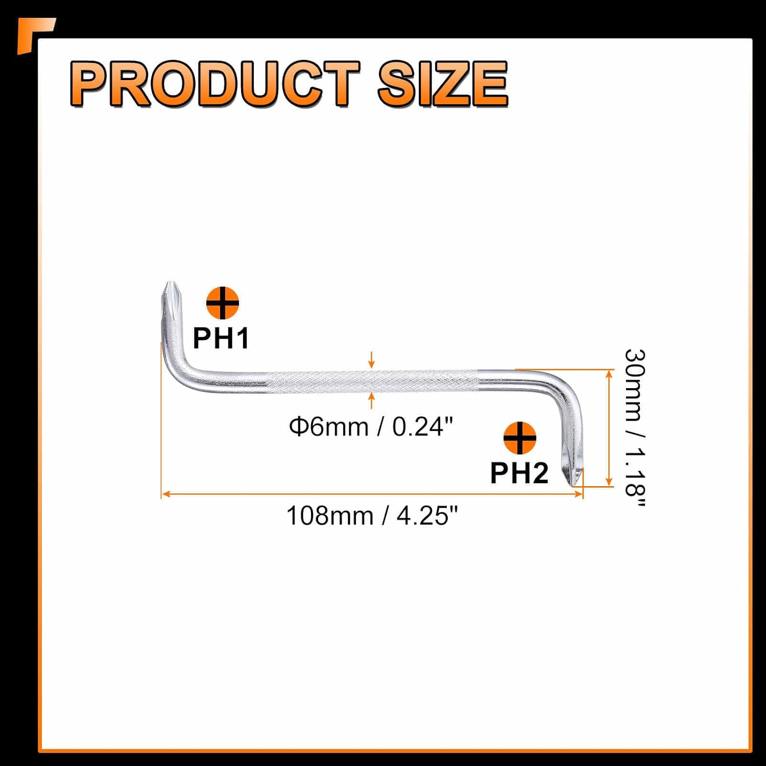 HARFINGTON Offset Screwdriver PH2/PH1 Phillips Cross Head Right Angle 90 Degree Screw Driver Double Ended Z-type Hand Tool for Home Appliance Repair