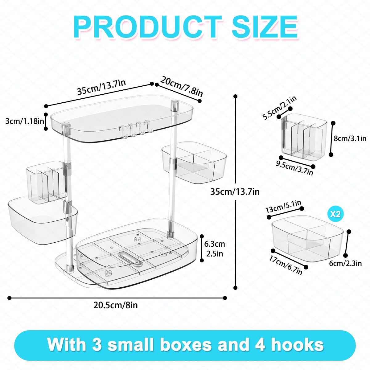 EXPSPRU Makeup Organizer Large Cosmetic Display Case with 3 Adjustable 360 Rotating Makeup Carousel Spinning Holder Rack - Image 4