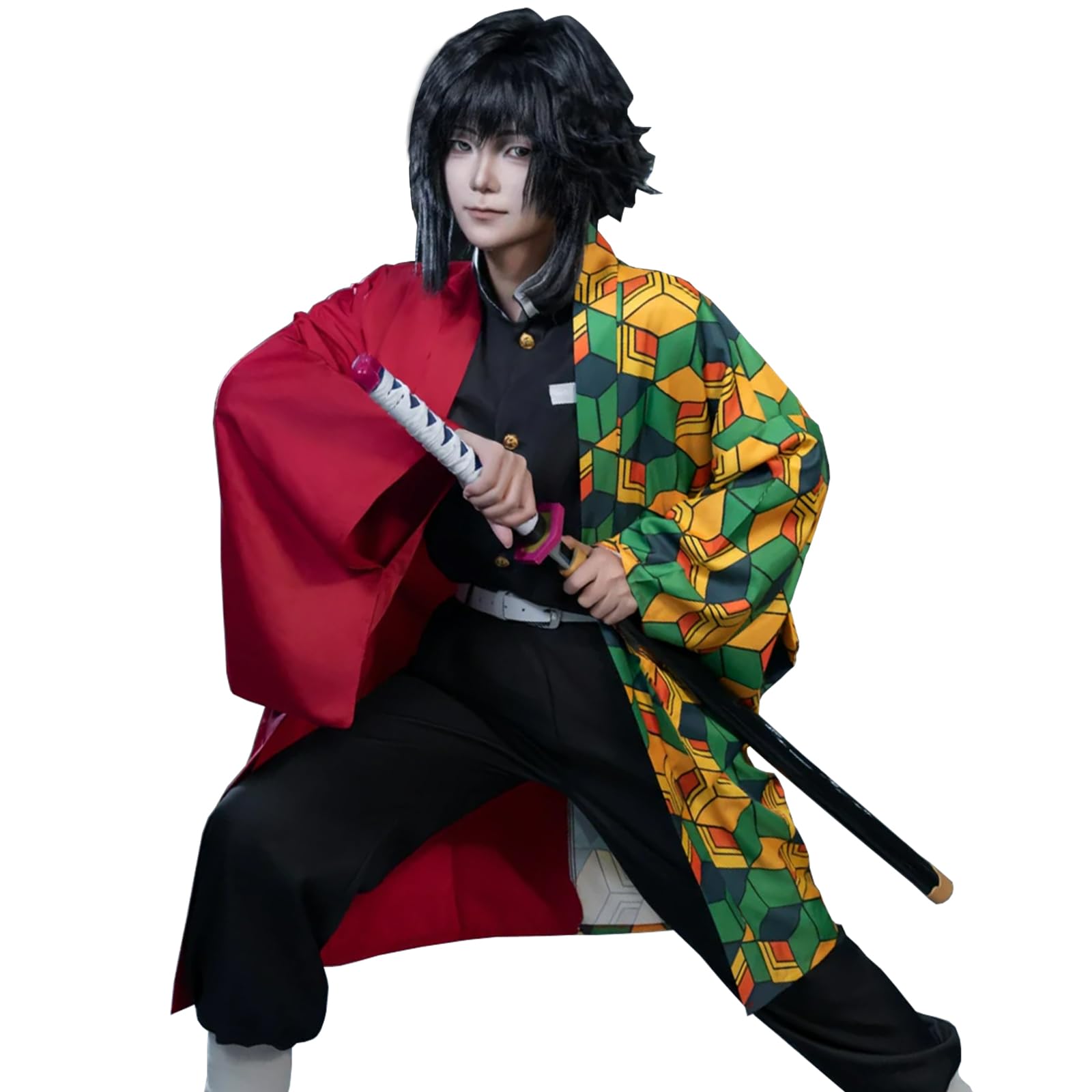 CR ROLECOS Tomioka Giyuu Cosplay Costume Demon Slayer Kimetsu No Yaiba Halloween Kimono Uniforms Costumes S
