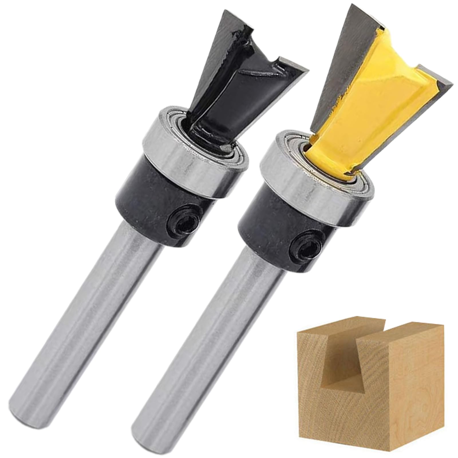 2 Pieces Dovetail Joint Bearing Router Bit Set