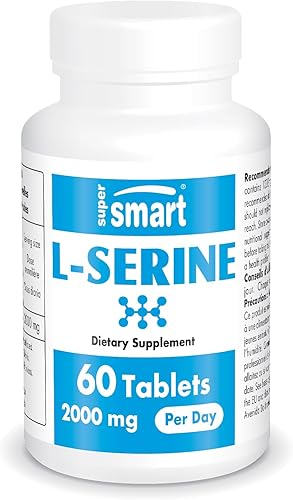 Supersmart - Suplemento L-Serine de 2000 mg por día (fácil de tomar) - Suplemento de aminoácidos | Sin OMG y sin gluten - 60 tabletas